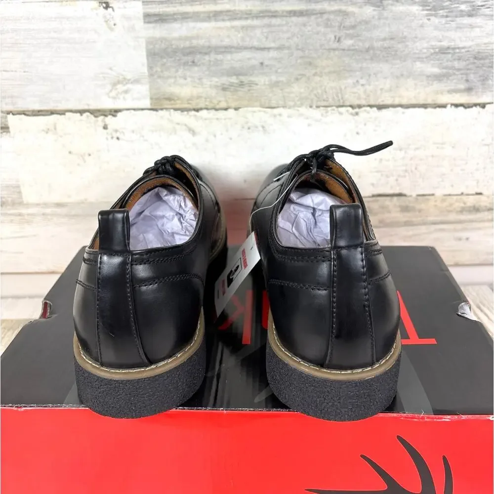 Deer Stags Mens 9.5 Highland Black Vegan Leather Casual Oxford Dress Shoe NEW